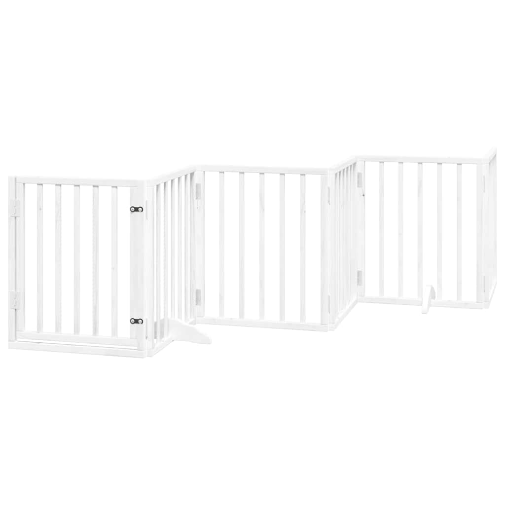 Zábrana Pro Psy S Dvířky Skládací 15 Panelů Bílá 750 Cm Topol