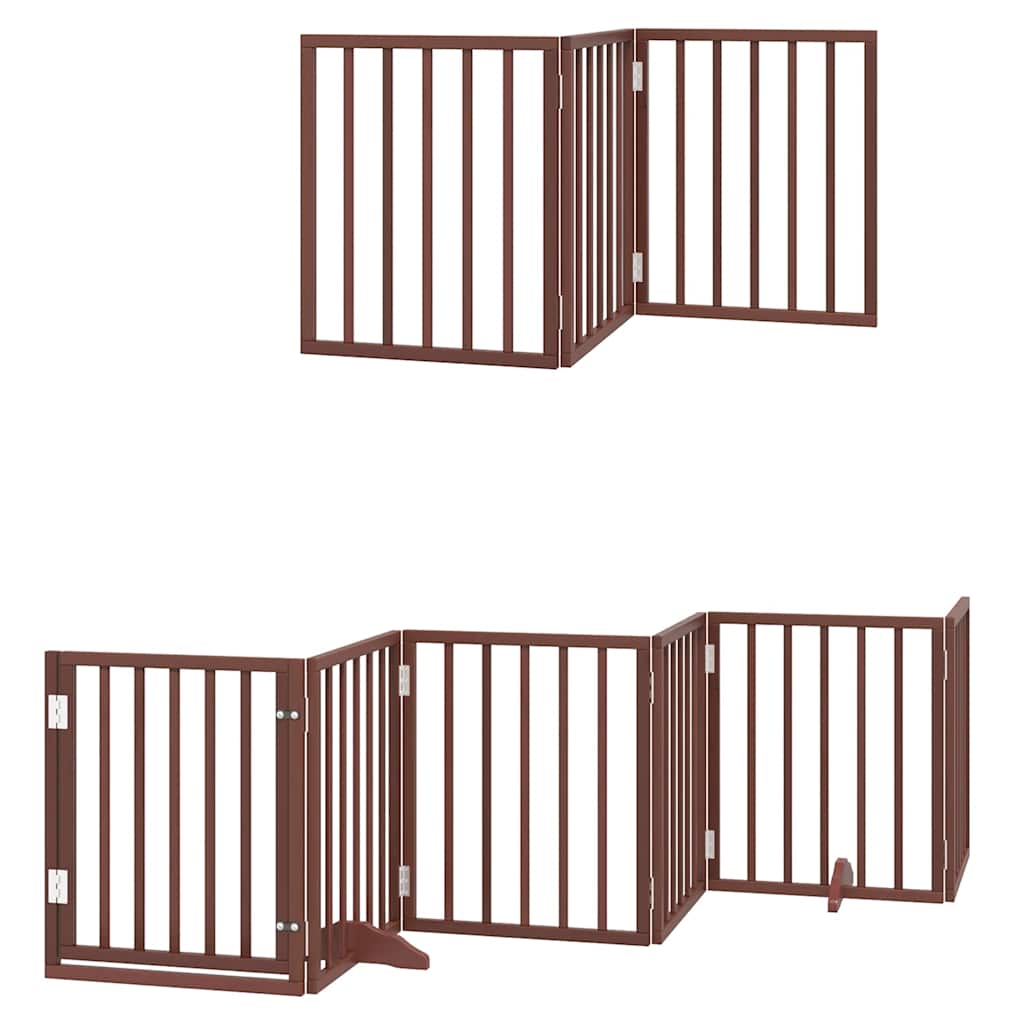 Zábrana Pro Psy S Dvířky Skládací 15 Panelů Hnědá 750 Cm Topol