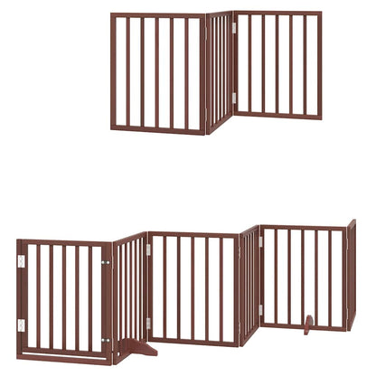 Zábrana Pro Psy S Dvířky Skládací 15 Panelů Hnědá 750 Cm Topol