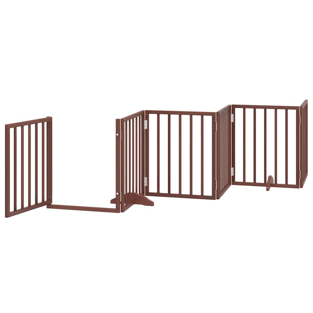 Zábrana Pro Psy S Dvířky Skládací 15 Panelů Hnědá 750 Cm Topol