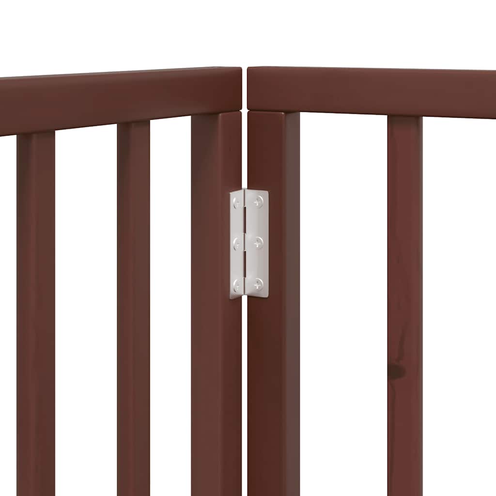 Zábrana Pro Psy S Dvířky Skládací 15 Panelů Hnědá 750 Cm Topol