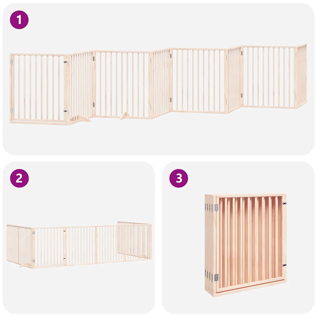 Zábrana Pro Psy S Dvířky Skládací 8 Panelů 640 Cm Topol