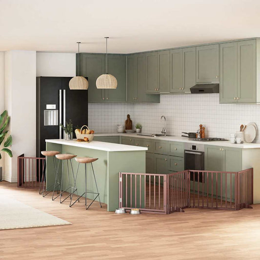 Zábrana Pro Psy S Dvířky Skládací 12 Panelů 960 Cm Topol