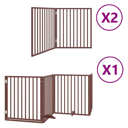 Zábrana Pro Psy S Dvířky Skládací 8 Panelů Hnědá 640 Cm Topol