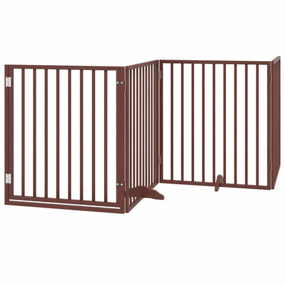 Zábrana Pro Psy S Dvířky Skládací 8 Panelů Hnědá 640 Cm Topol