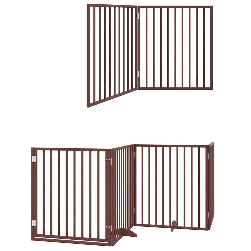Zábrana Pro Psy S Dvířky Skládací 8 Panelů Hnědá 640 Cm Topol