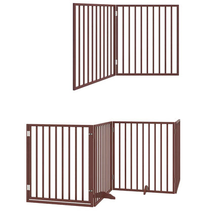 Zábrana Pro Psy S Dvířky Skládací 8 Panelů Hnědá 640 Cm Topol