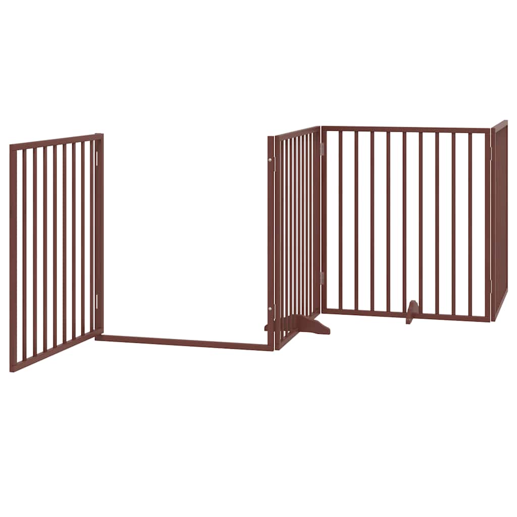 Zábrana Pro Psy S Dvířky Skládací 8 Panelů Hnědá 640 Cm Topol