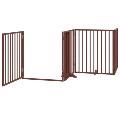 Zábrana Pro Psy S Dvířky Skládací 8 Panelů Hnědá 640 Cm Topol