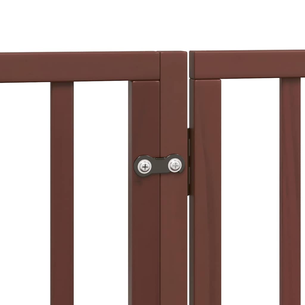 Zábrana Pro Psy S Dvířky Skládací 8 Panelů Hnědá 640 Cm Topol