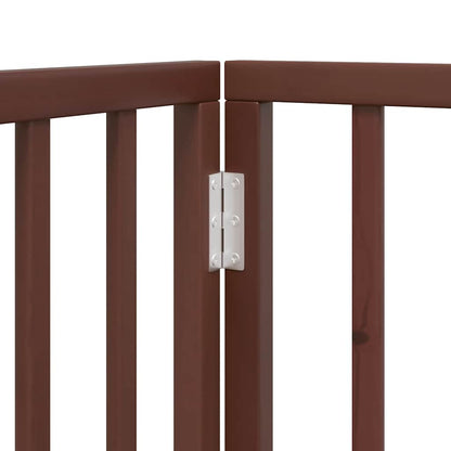 Zábrana Pro Psy S Dvířky Skládací 8 Panelů Hnědá 640 Cm Topol