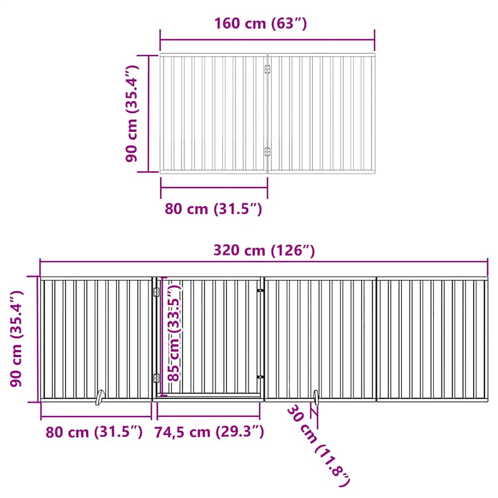 Zábrana Pro Psy S Dvířky Skládací 8 Panelů Hnědá 640 Cm Topol