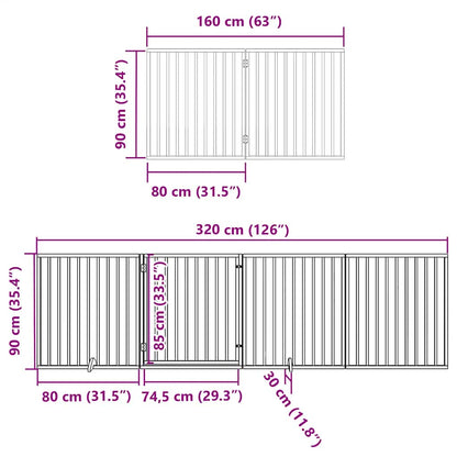 Zábrana Pro Psy S Dvířky Skládací 8 Panelů Hnědá 640 Cm Topol
