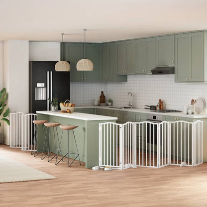 Zábrana Pro Psy S Dvířky Skládací 9 Panelů Černá 450 Cm Topol