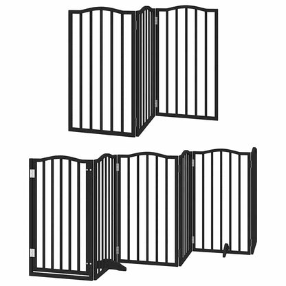 Zábrana Pro Psy S Dvířky Skládací 9 Panelů Černá 450 Cm Topol