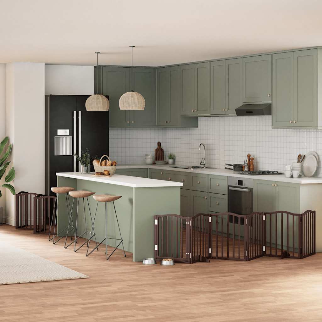 Zábrana Pro Psy S Dvířky Skládací 9 Panelů Černá 450 Cm Topol