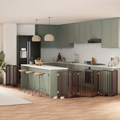 Zábrana Pro Psy S Dvířky Skládací 9 Panelů Černá 450 Cm Topol