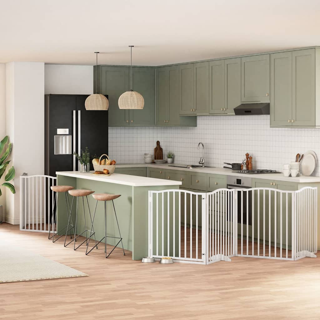 Zábrana Pro Psy S Dvířky Skládací 9 Panelů Černá 450 Cm Topol