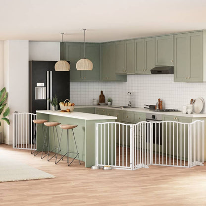 Zábrana Pro Psy S Dvířky Skládací 9 Panelů Černá 450 Cm Topol