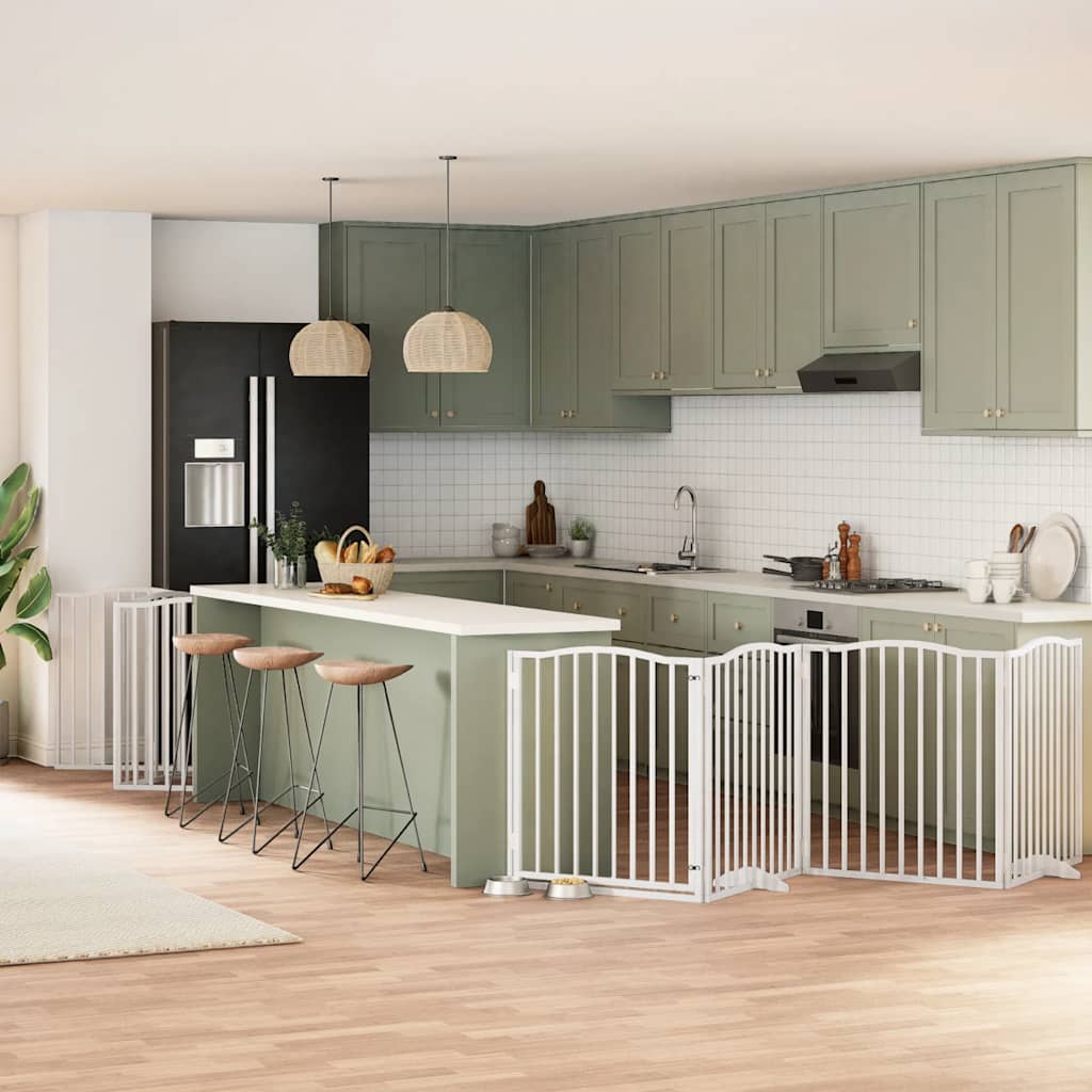 Zábrana Pro Psy S Dvířky Skládací 9 Panelů Černá 450 Cm Topol