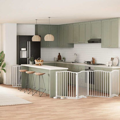 Zábrana Pro Psy S Dvířky Skládací 9 Panelů Černá 450 Cm Topol