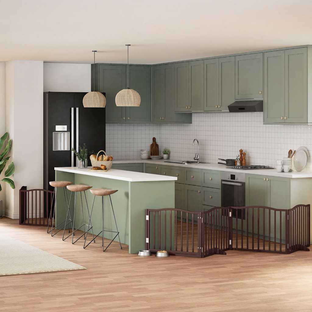 Zábrana Pro Psy S Dvířky Skládací 9 Panelů Černá 450 Cm Topol