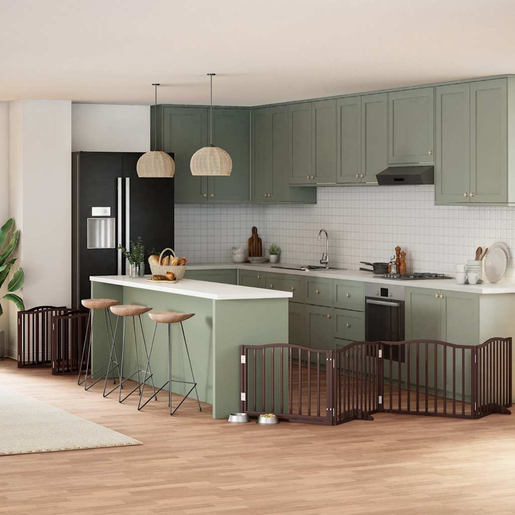 Zábrana Pro Psy S Dvířky Skládací 9 Panelů Černá 450 Cm Topol