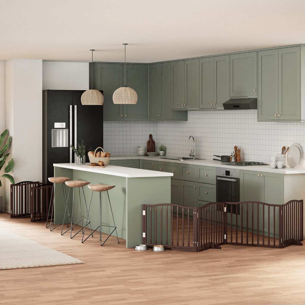 Zábrana Pro Psy S Dvířky Skládací 9 Panelů Černá 450 Cm Topol