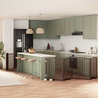 Zábrana Pro Psy S Dvířky Skládací 9 Panelů Černá 450 Cm Topol