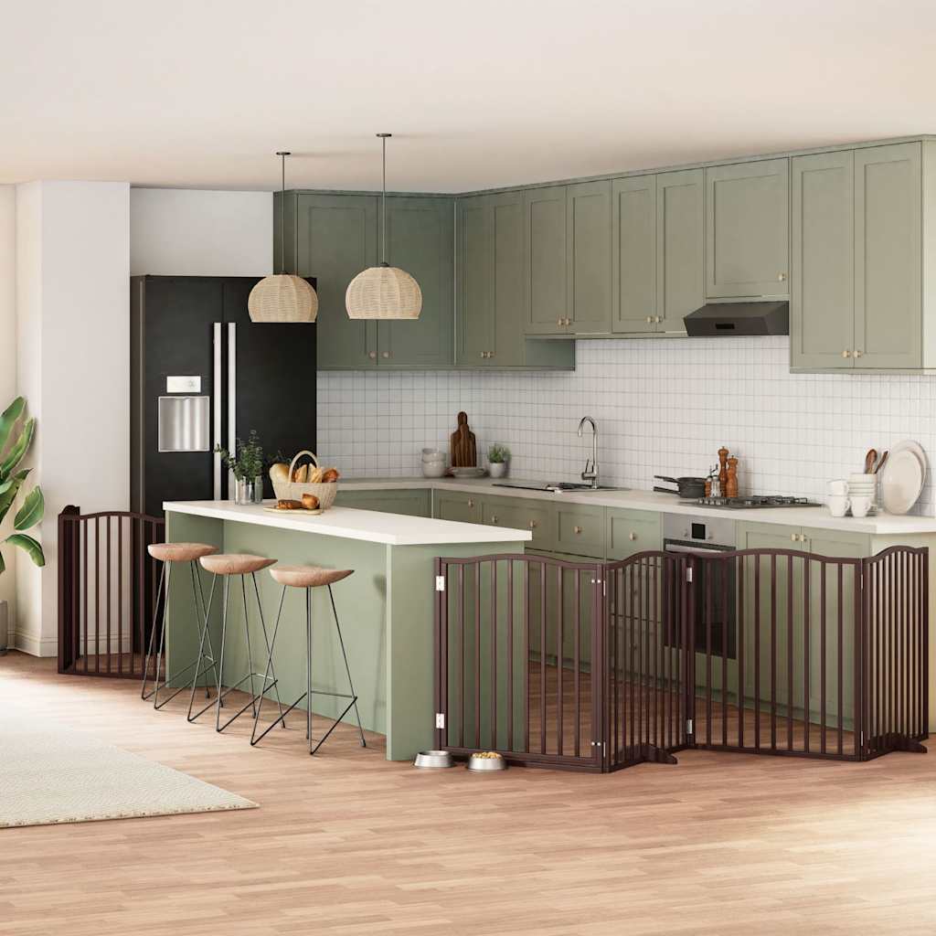 Zábrana Pro Psy S Dvířky Skládací 9 Panelů Černá 450 Cm Topol