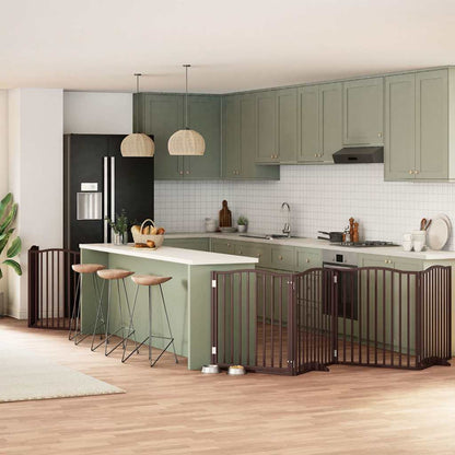 Zábrana Pro Psy S Dvířky Skládací 9 Panelů Černá 450 Cm Topol