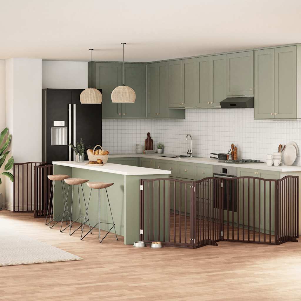 Zábrana Pro Psy S Dvířky Skládací 9 Panelů Černá 450 Cm Topol