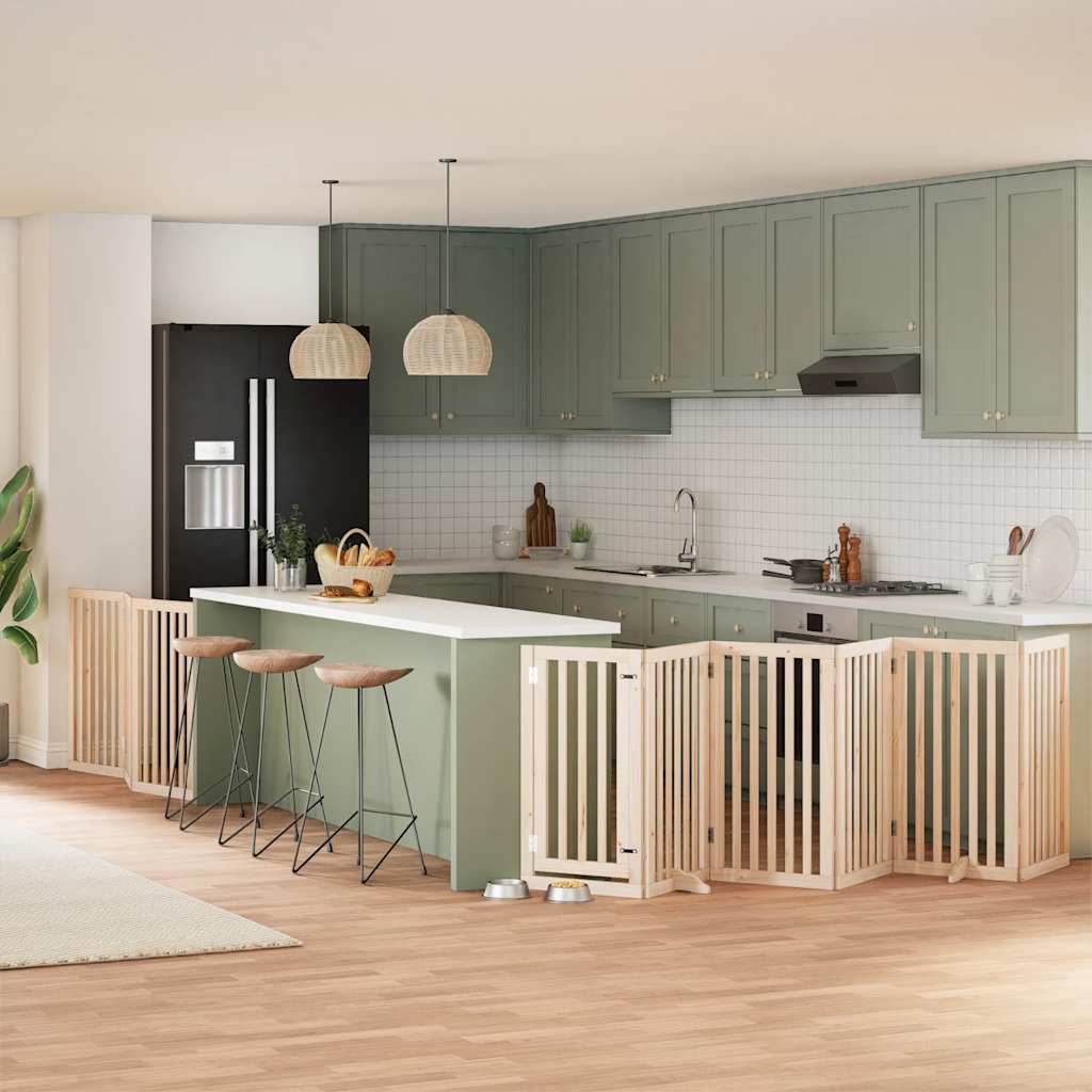 Zábrana Pro Psy S Dvířky Skládací 15 Panelů 750 Cm Topol