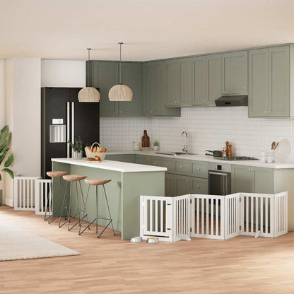 Zábrana Pro Psy S Dvířky Skládací 15 Panelů 750 Cm Topol