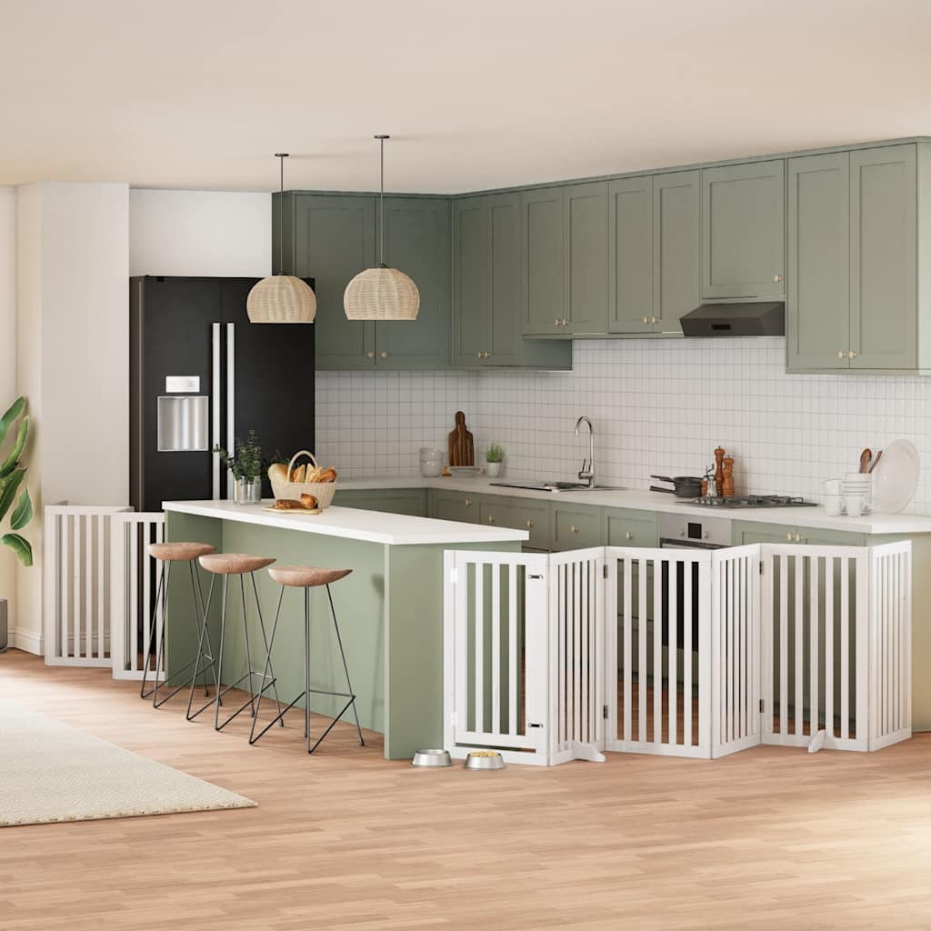 Zábrana Pro Psy S Dvířky Skládací 15 Panelů 750 Cm Topol