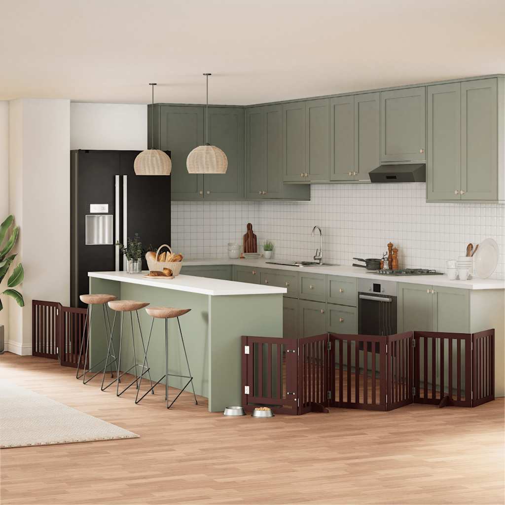 Zábrana Pro Psy S Dvířky Skládací 15 Panelů 750 Cm Topol