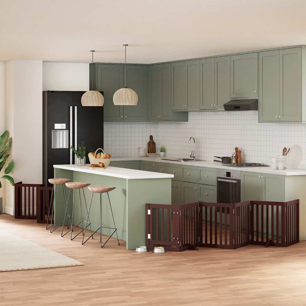 Zábrana Pro Psy S Dvířky Skládací 15 Panelů 750 Cm Topol