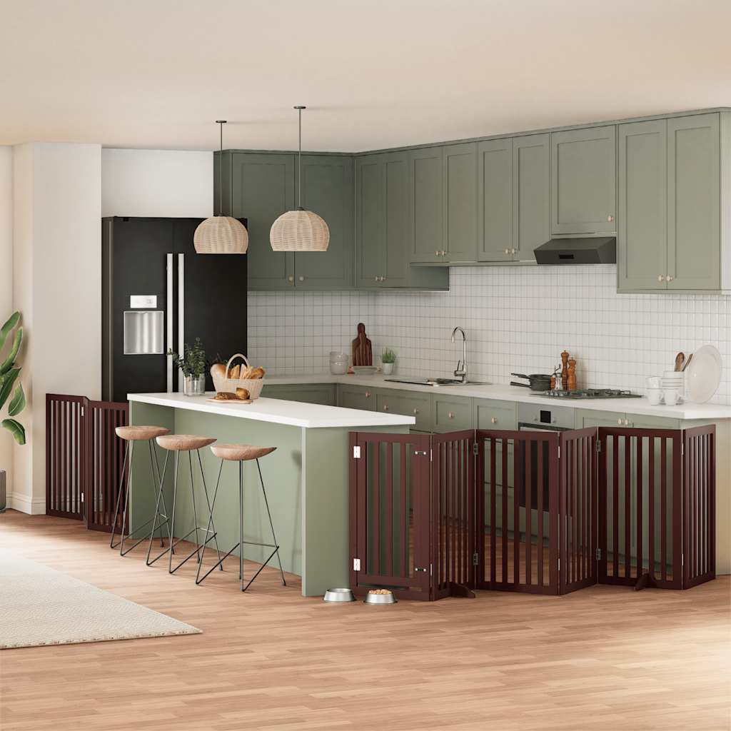 Zábrana Pro Psy S Dvířky Skládací 15 Panelů 750 Cm Topol