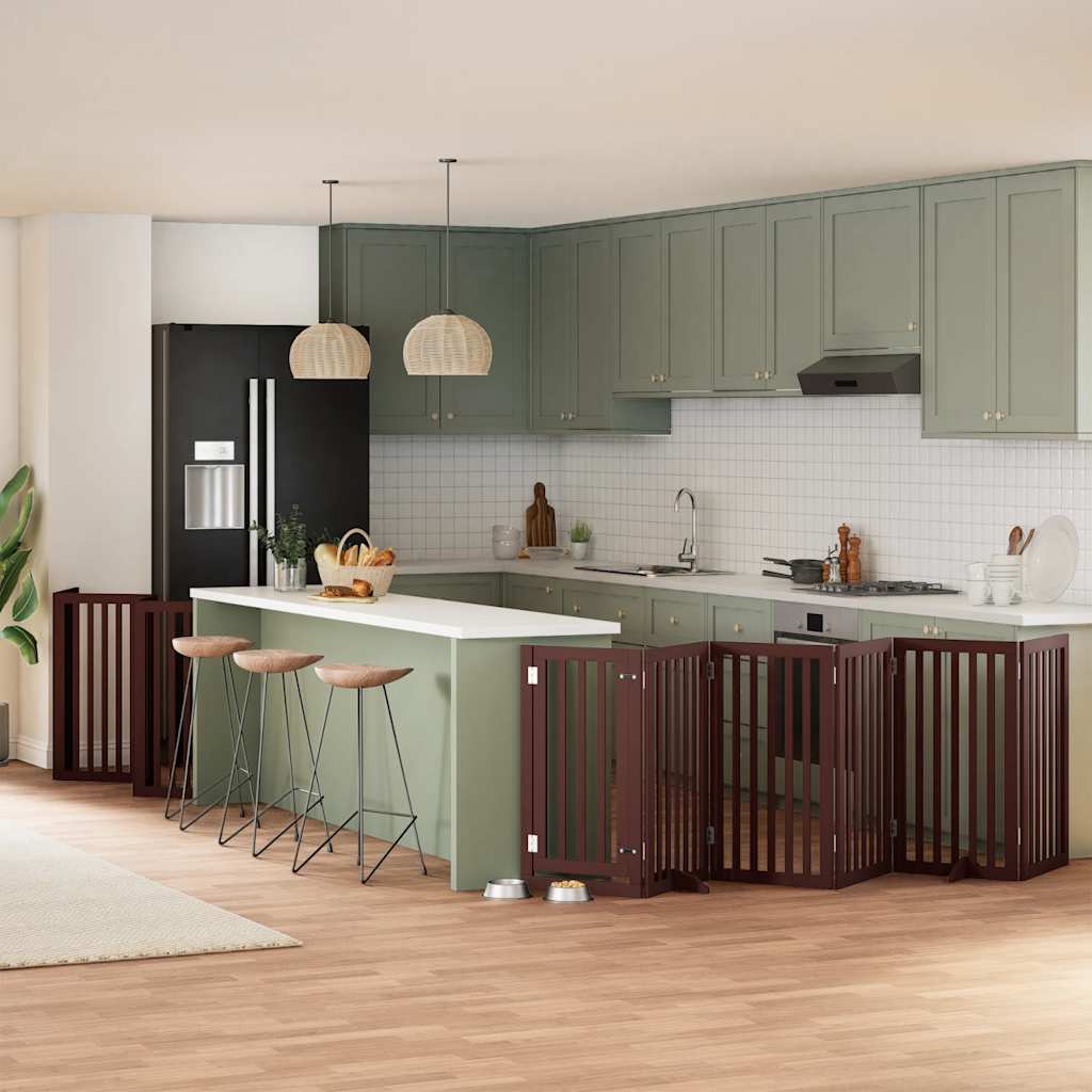 Zábrana Pro Psy S Dvířky Skládací 15 Panelů 750 Cm Topol