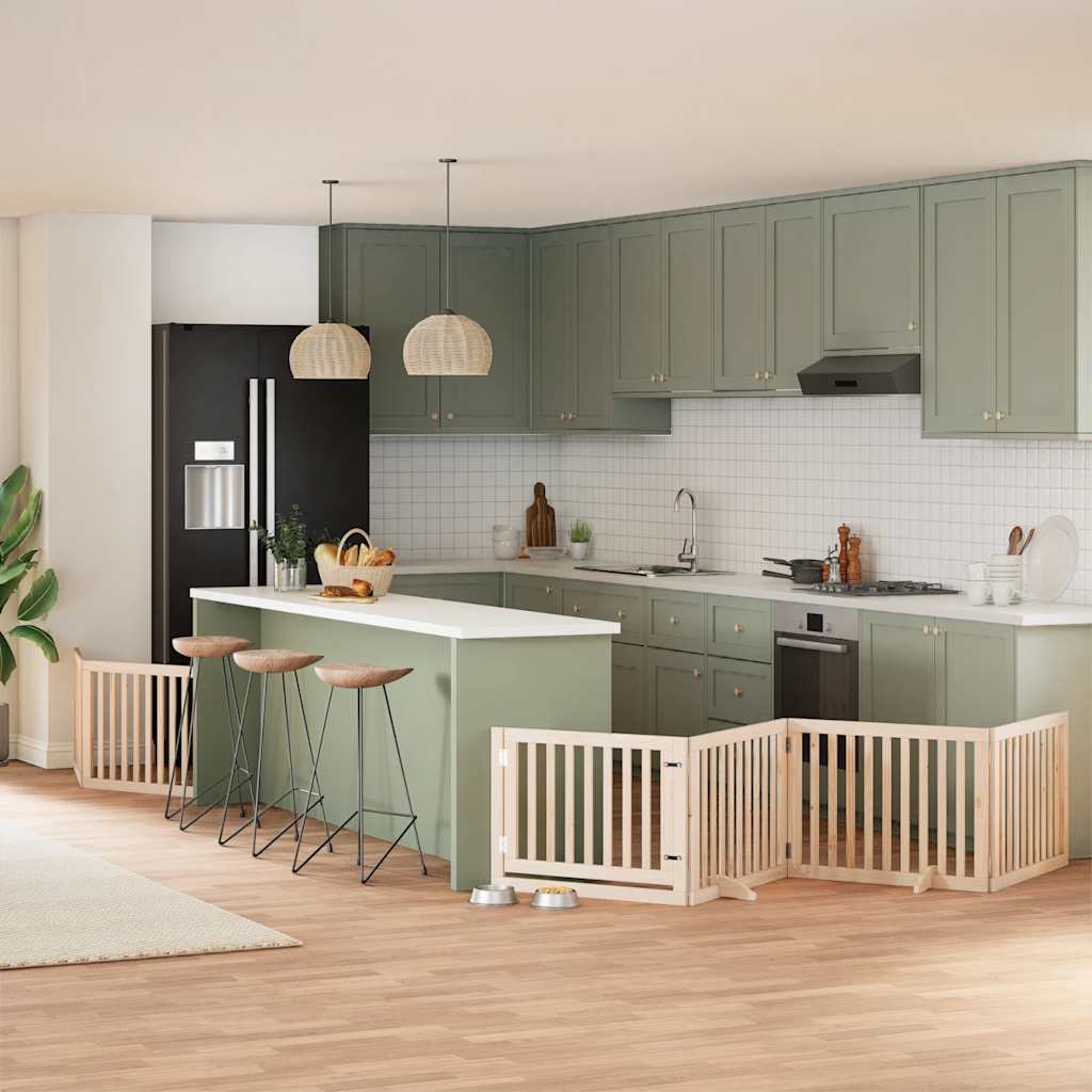 Zábrana Pro Psy S Dvířky Skládací 15 Panelů 750 Cm Topol