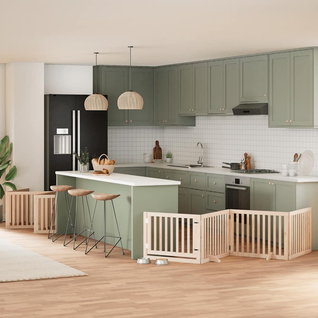 Zábrana Pro Psy S Dvířky Skládací 15 Panelů 750 Cm Topol