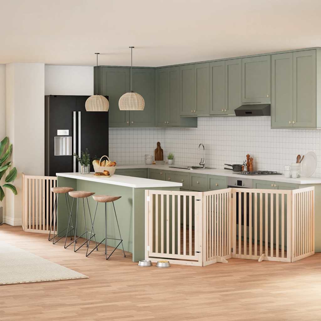 Zábrana Pro Psy S Dvířky Skládací 15 Panelů 750 Cm Topol