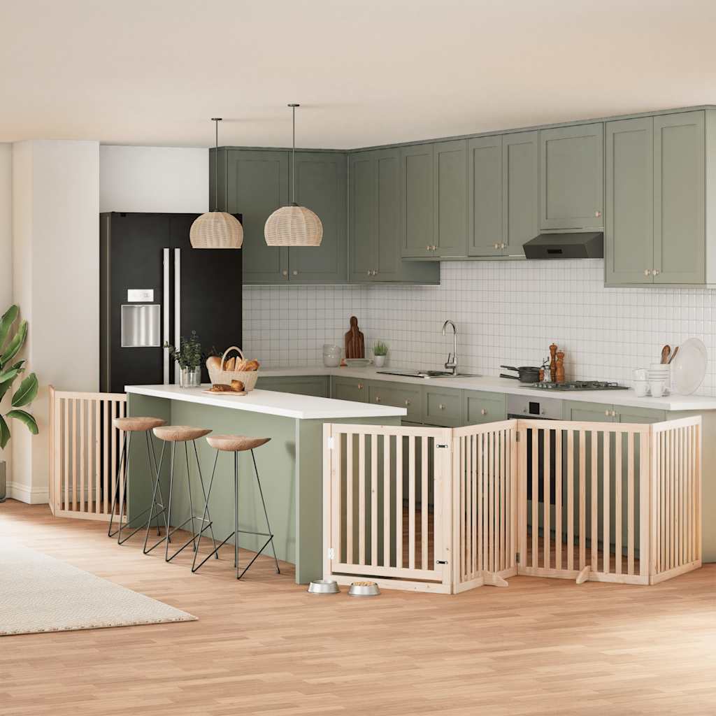 Zábrana Pro Psy S Dvířky Skládací 15 Panelů 750 Cm Topol