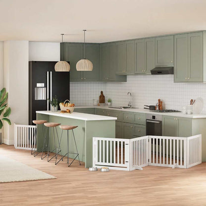 Zábrana Pro Psy S Dvířky Skládací 15 Panelů 750 Cm Topol