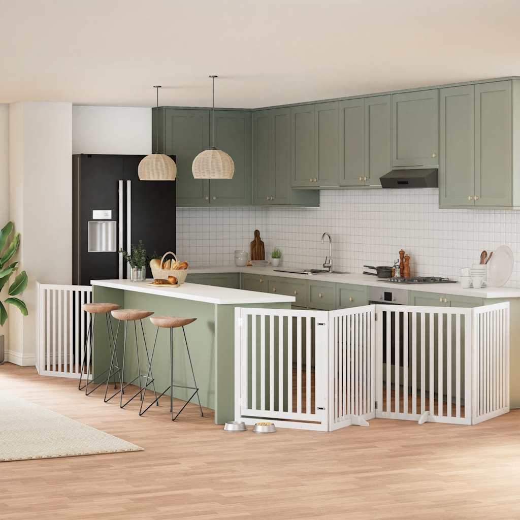 Zábrana Pro Psy S Dvířky Skládací 15 Panelů 750 Cm Topol