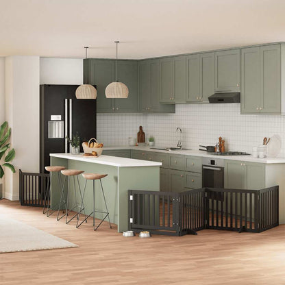 Zábrana Pro Psy S Dvířky Skládací 15 Panelů 750 Cm Topol