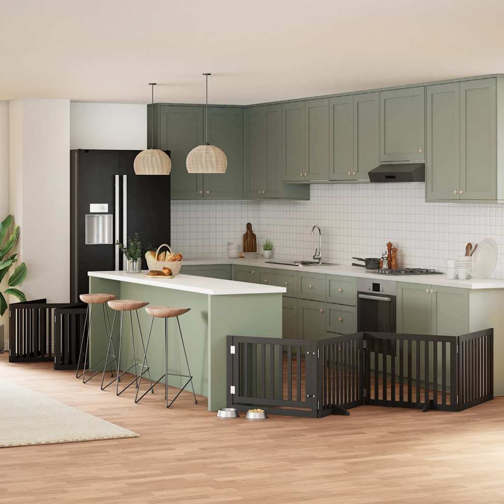 Zábrana Pro Psy S Dvířky Skládací 15 Panelů 750 Cm Topol