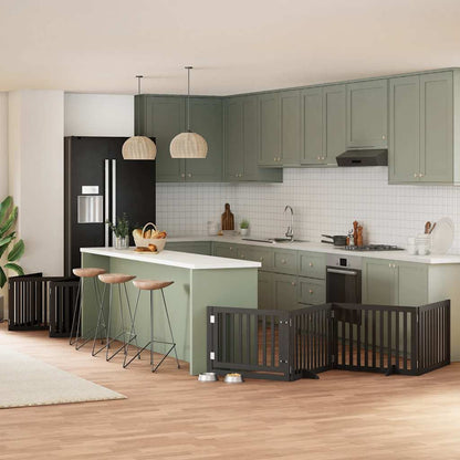 Zábrana Pro Psy S Dvířky Skládací 15 Panelů 750 Cm Topol