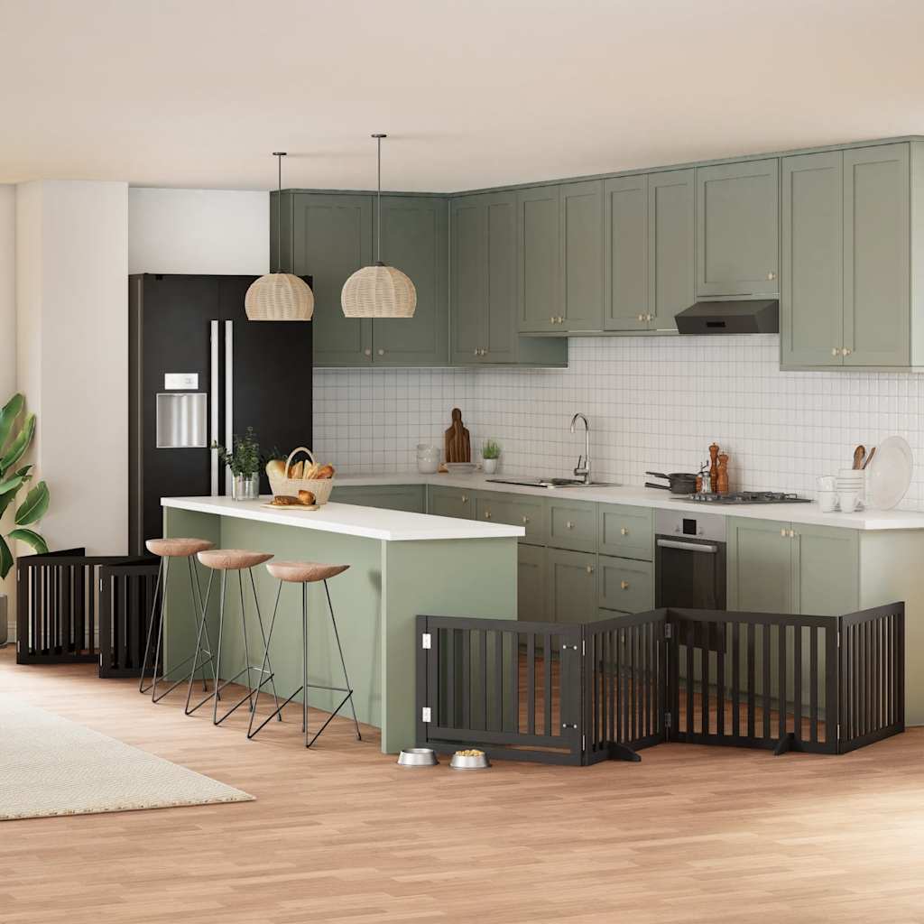 Zábrana Pro Psy S Dvířky Skládací 15 Panelů 750 Cm Topol