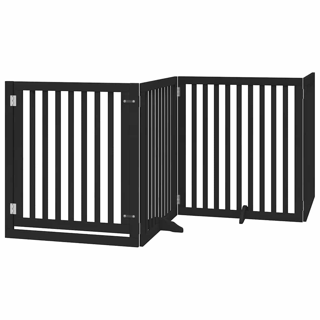 Zábrana Pro Psy S Dvířky Skládací 8 Panelů Černá 640 Cm Topol